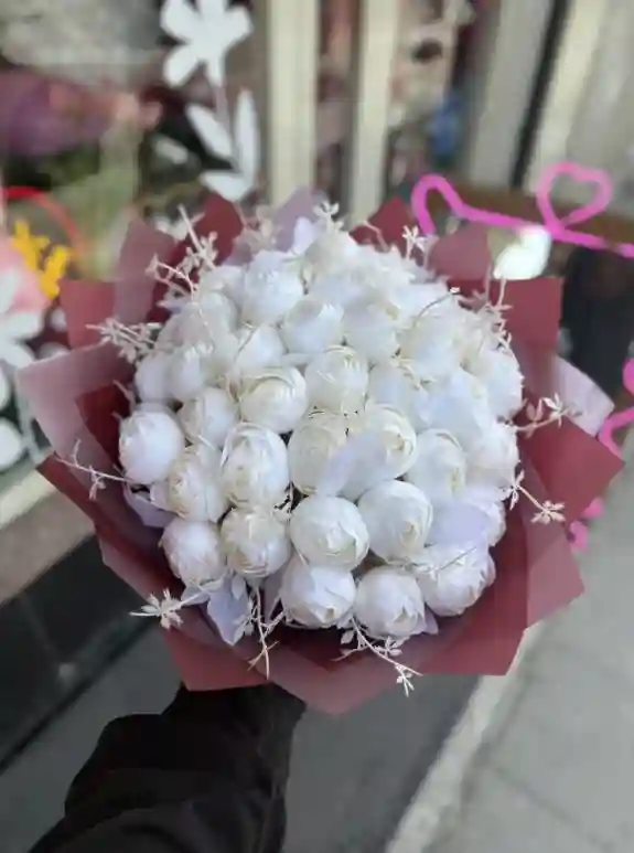 Yapay Beyaz Şakayık Buket (Kırmızı)